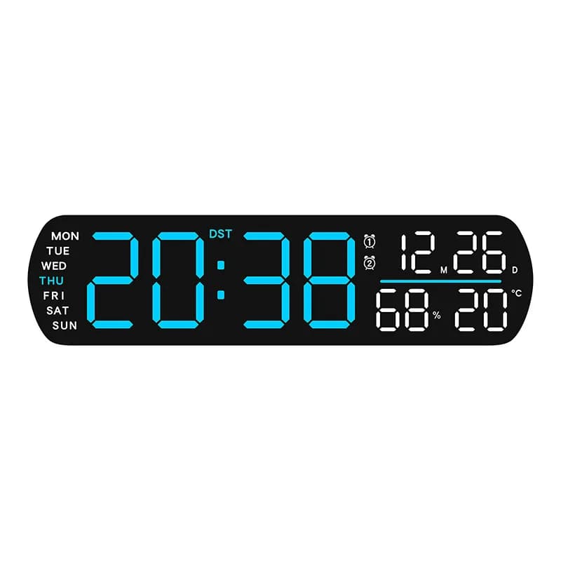 Réveil numérique LED avec affichage de la température, de l'humidité, de la date et du jour, double