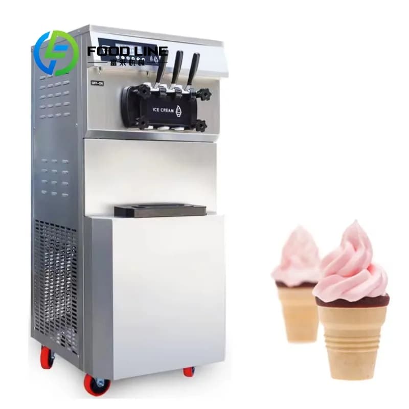 Machine de fabrication de crème glacée molle à trois saveurs personnalisée, prix d'usine pour magasi