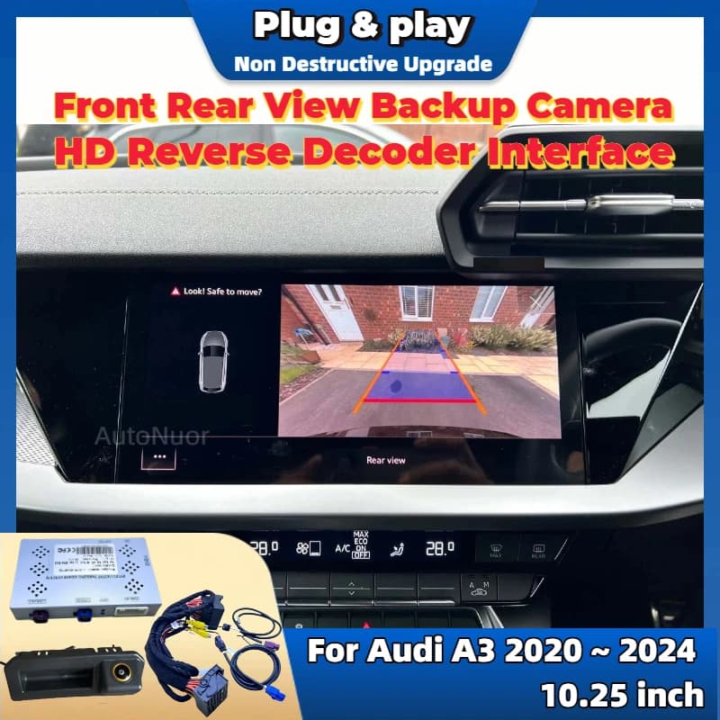 Caméra de recul Plug & Play pour Audi A3 2020 2021 2022 2023 2024, écran d'origine HD, vue avant et