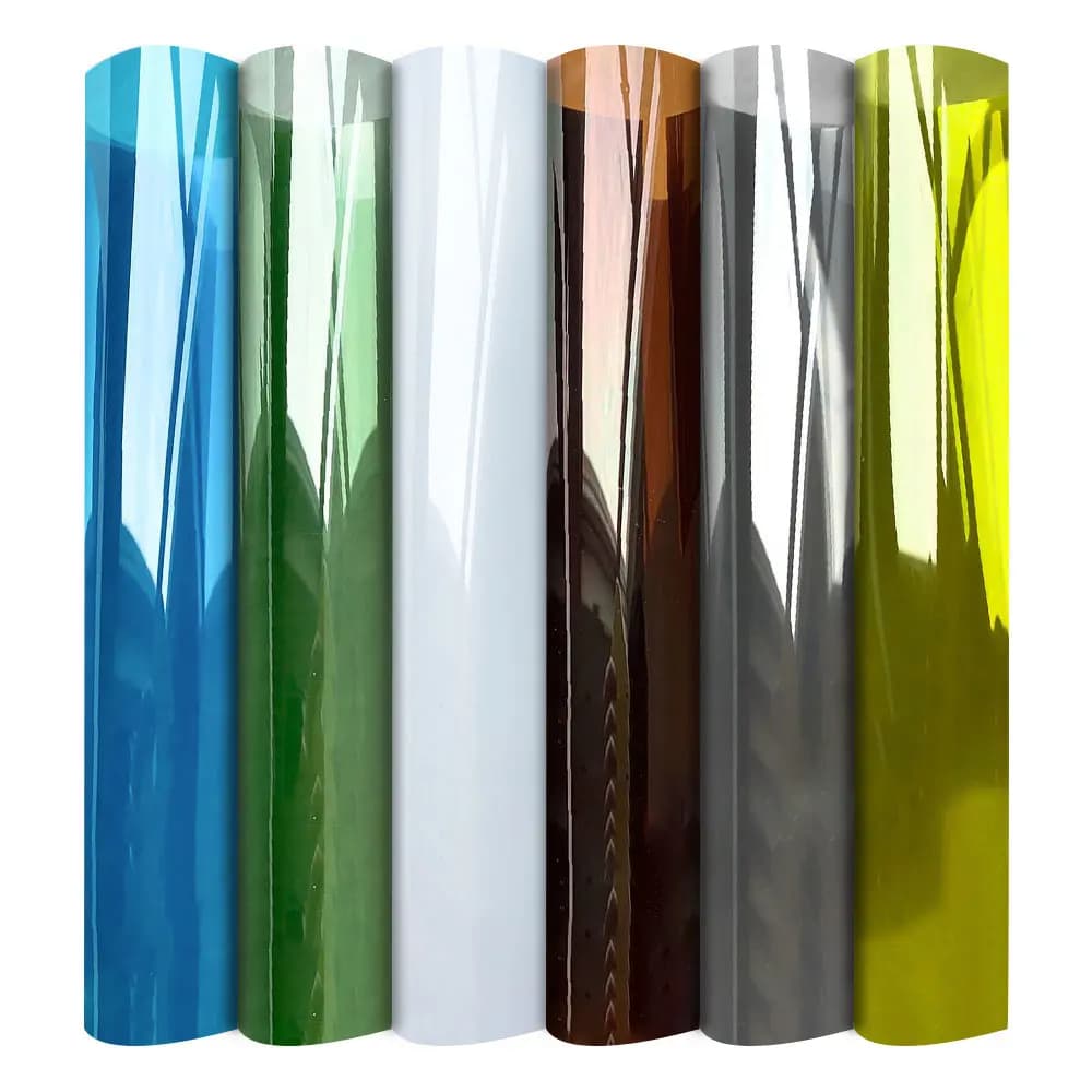 Film de fenêtre coloré Transparent, 6 feuilles, teinte de verre décorative, blocage du soleil, teint