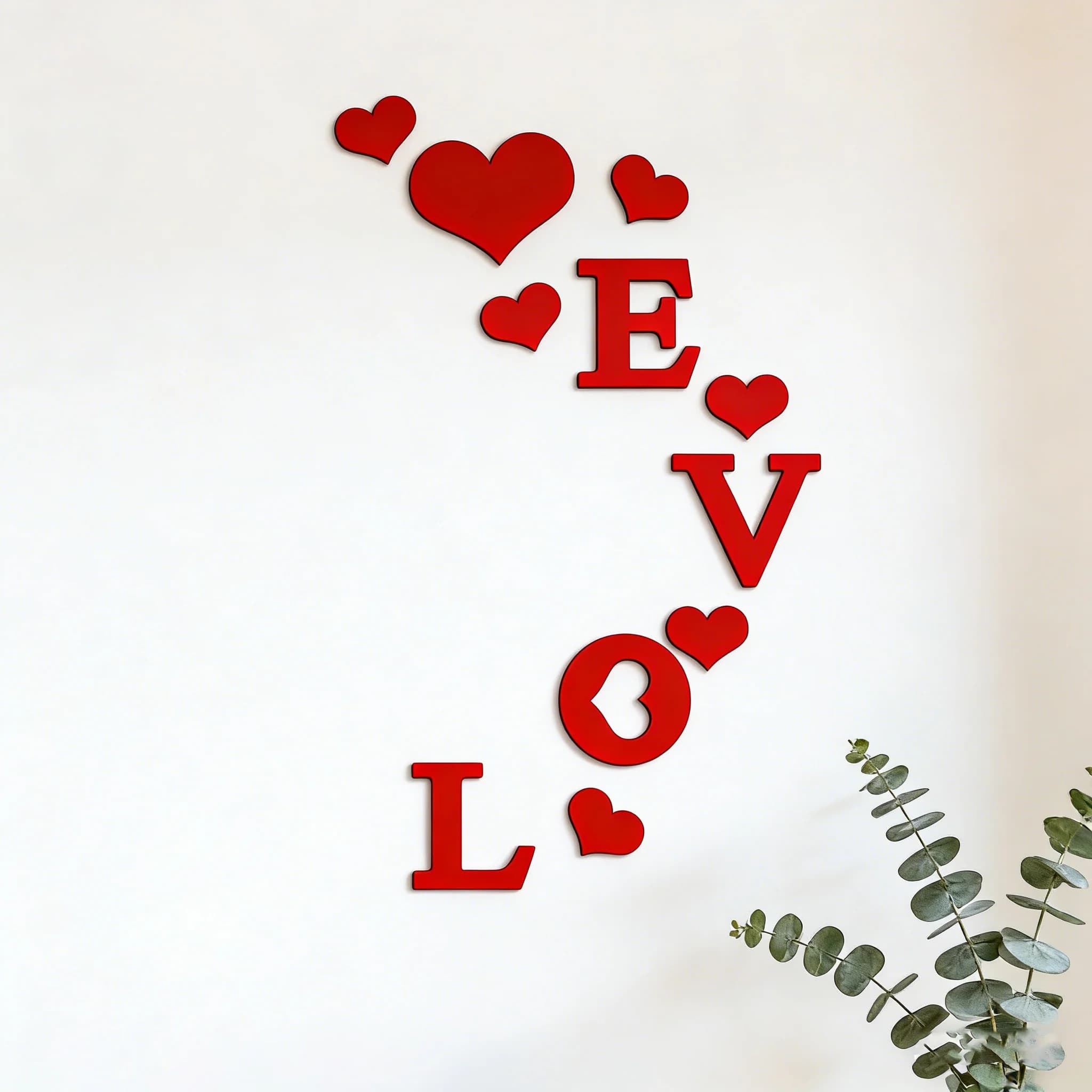 Autocollants muraux en acrylique en forme de cœur pour la Saint-Valentin, décoration murale esthétiq