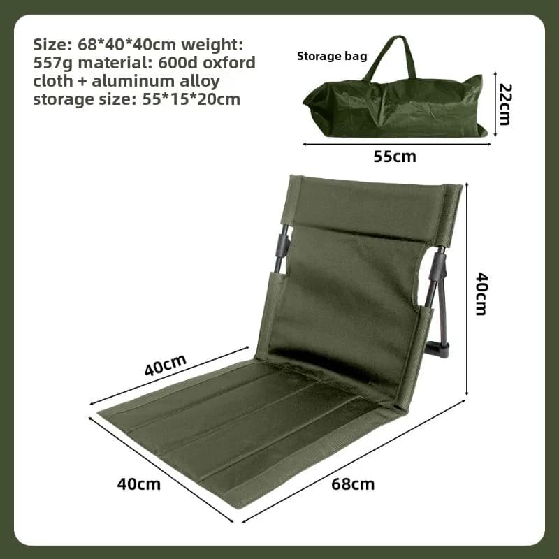 Chaise pliante d'extérieur inclinable portable pour plage, jardin, pêche avec tapis de sol, siège de