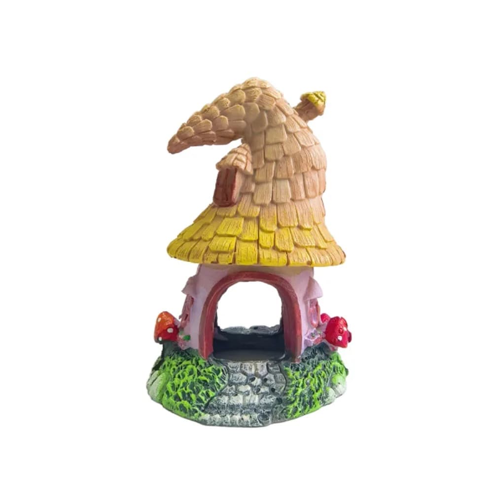 Décoration d'aquarium Maison d'elfe champignon de conte de fées, Grotte cachette en résine pour pois