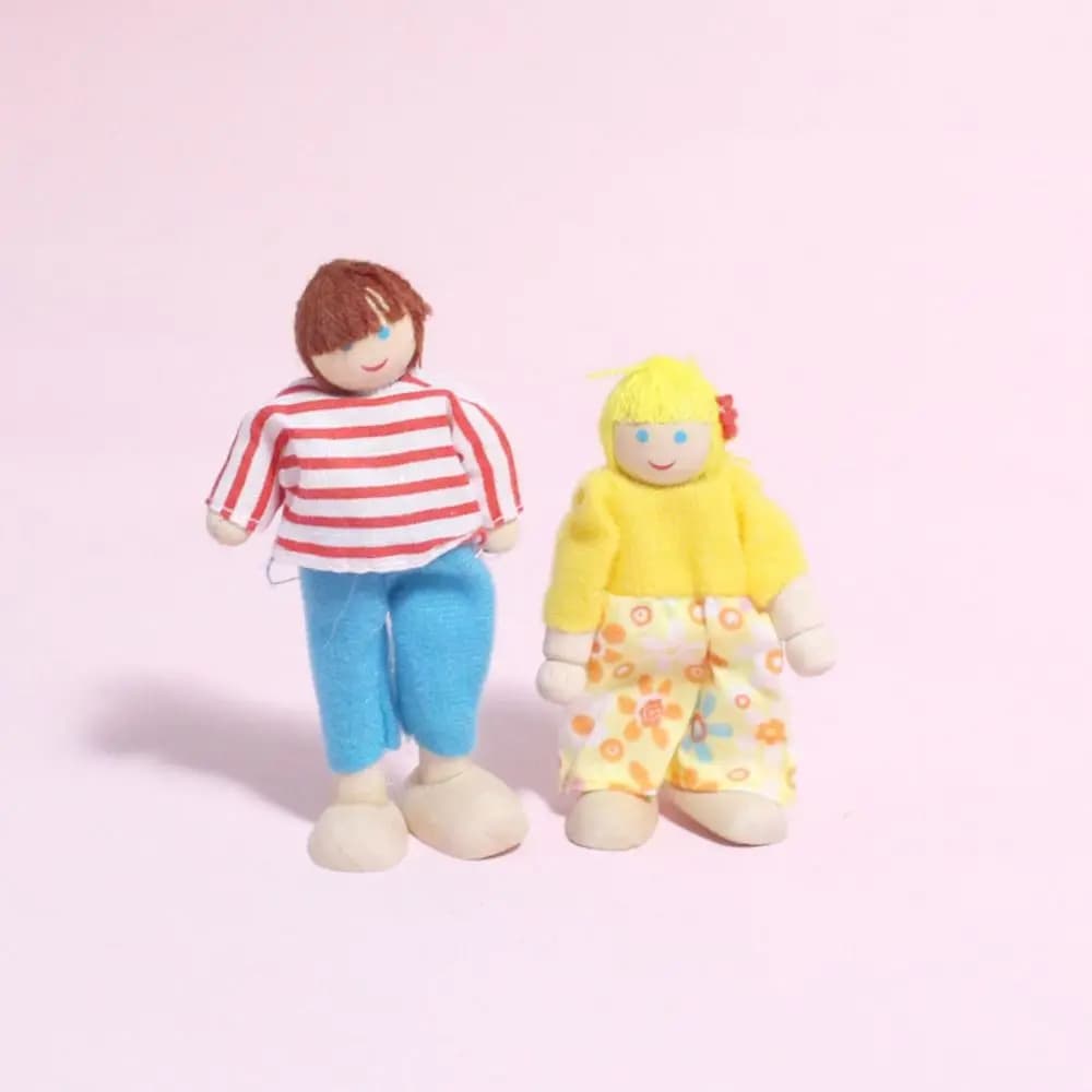 Famille de poupées en bois articulées pour jeu de rôle, ensemble de figurines multicolores, cadeau p
