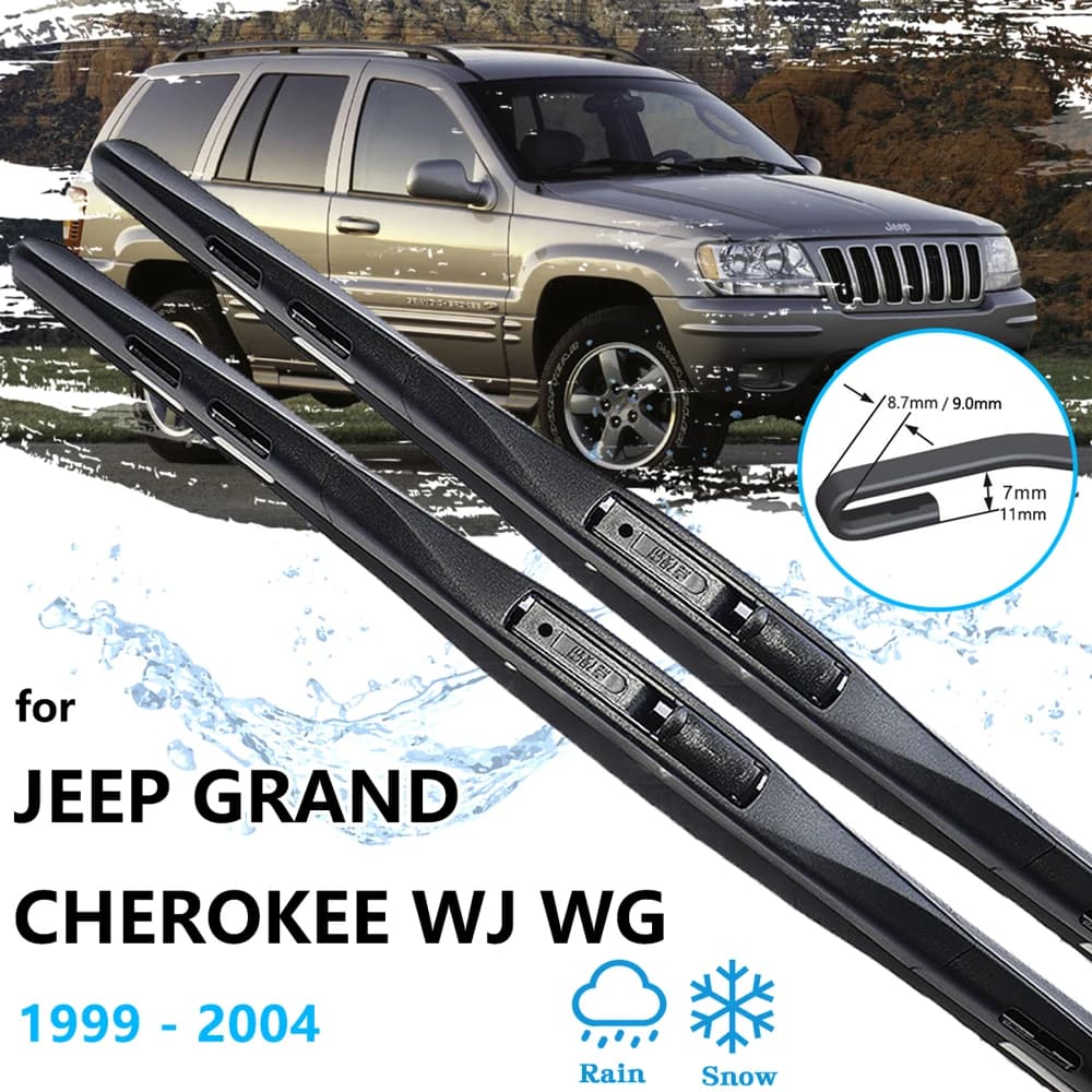 2 lames d'essuie-glace pour Jeep Grand Cherokee WJ WG MK2 1999 ~ 2004, brosses de coupe, pare-brise