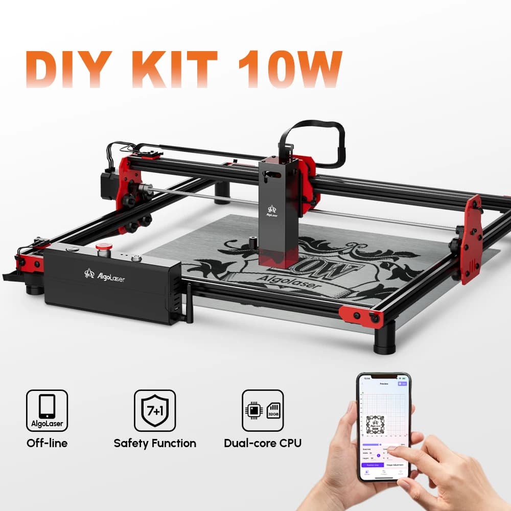 Algolaser KIT de bricolage 10W menuisiers Machine de découpe de gravure Laser avec rouleau rotatif a