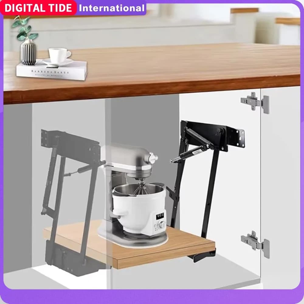 Système de levage hydraulique robuste à ressort pour meuble de cuisine, avec charnière de tirage et