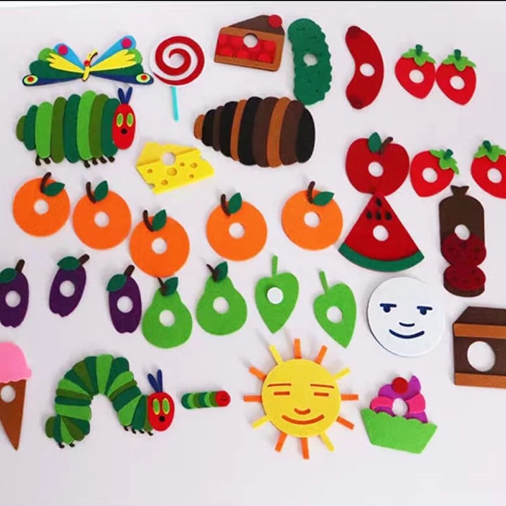 Jouet Caterpillar affamé, accessoires de spectacle Caterpillar affamé, jouets en feutre, livres d'im