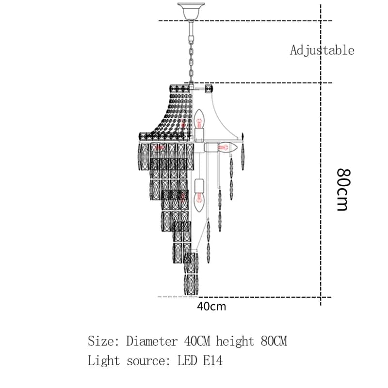 Lustre en cristal de luxe pour étage duplex, grand lustre pour hall d'hôtel, salon, escalier en spir
