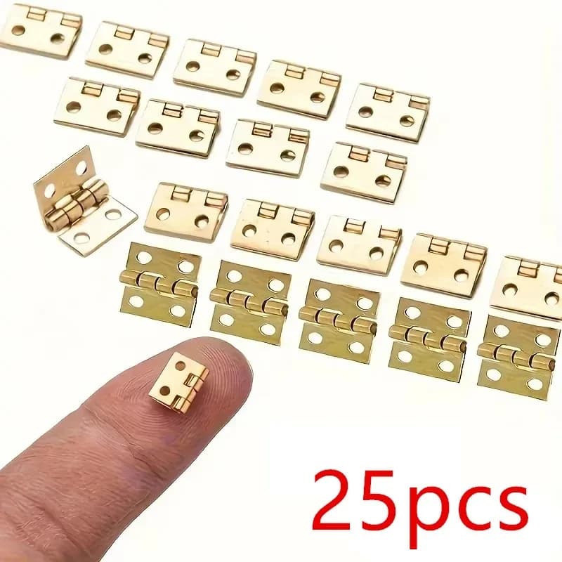 Mini charnières en métal, 25 pièces, pour meubles miniatures de maison 1/12