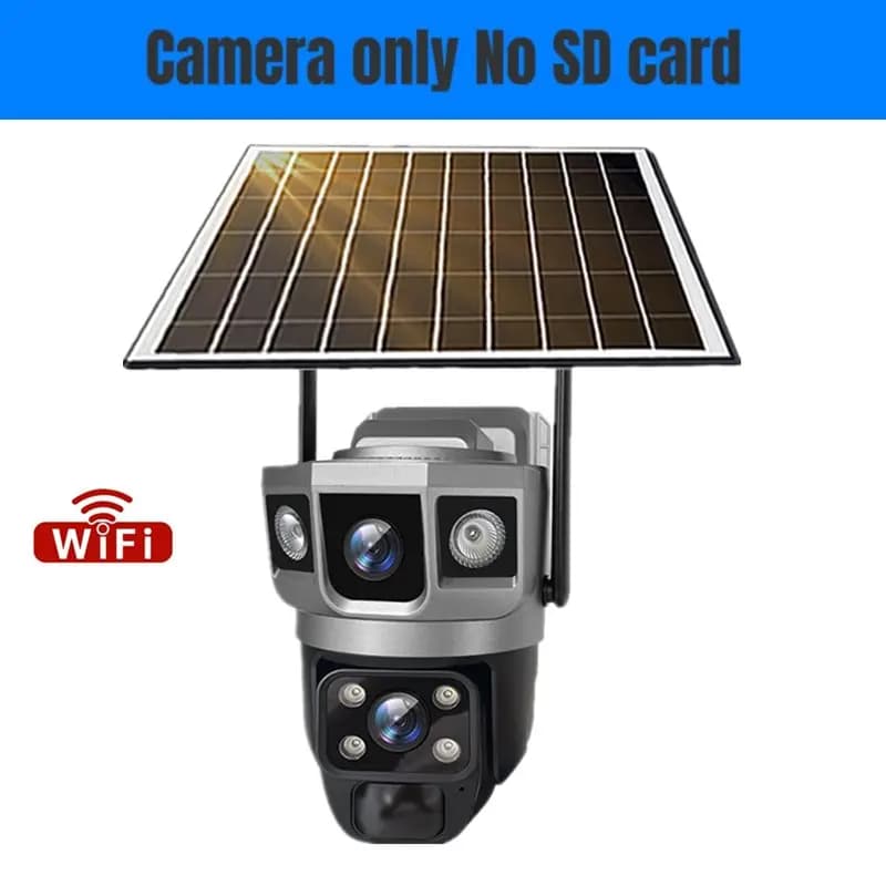 Caméra IP solaire 4G double objectif Wifi batterie intégrée extérieure caméras PTZ 12MP 10X Zoom sys