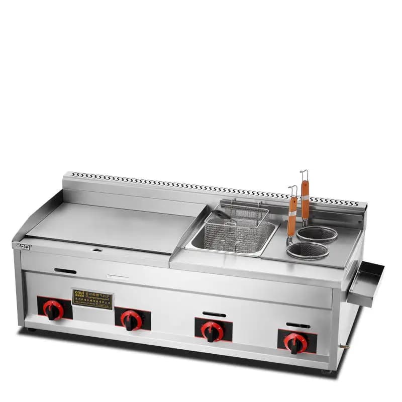 Grill de barbecue multifonctionnel commercial avec friteuse, équipement de cuisson novateur