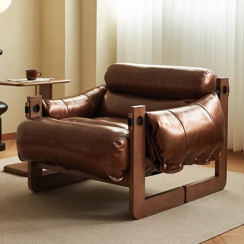 Fauteuil en cuir de luxe pour salon, chaise de détente paresseuse, chaise de canapé simple, chaise d