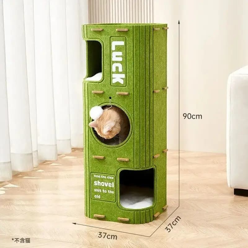 Maison d'hiver pour chat à Double fermeture, trou d'arbre intégré, litière en feutre épais pour chat