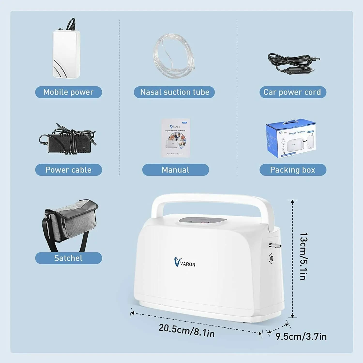 VARON-Concentrateur d'Oxygène Portable pour Voiture et Maison, Générateur Domestique, Voyage, Océani