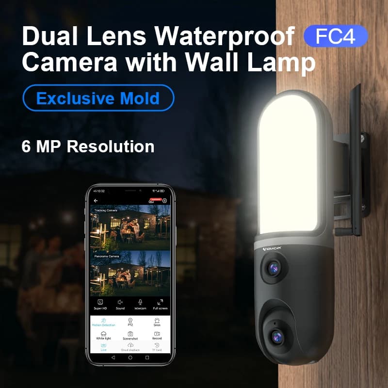 Vstarcam FC4 o-kam APP 6MP projecteur couleur double lentille IP dôme caméra pour cour lampadaire AI