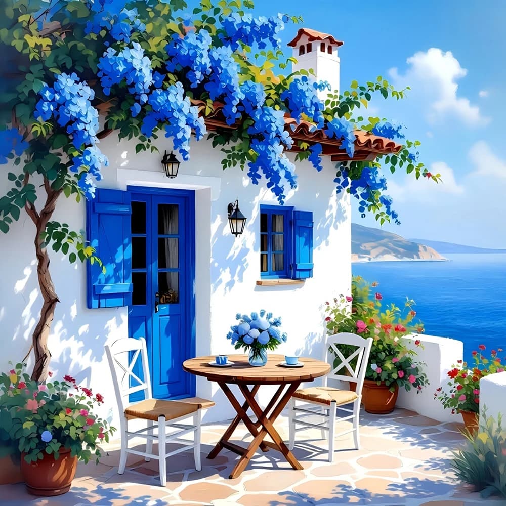 Peinture par numéros Huacan : Maison, fleurs, paysage – Kit de peinture numérique à l'huile DIY pour