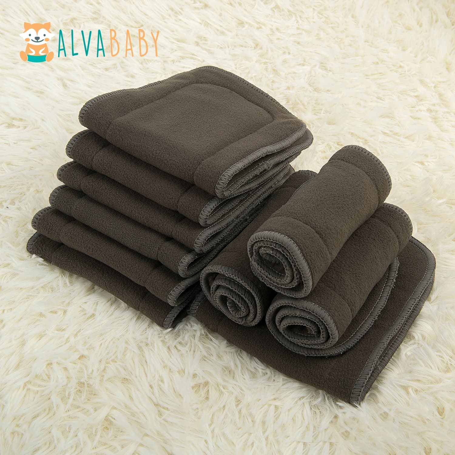 (10 pièces/lot) ALVABABY 4 couches insert de charbon de bambou haute qualité insérer de couche pour
