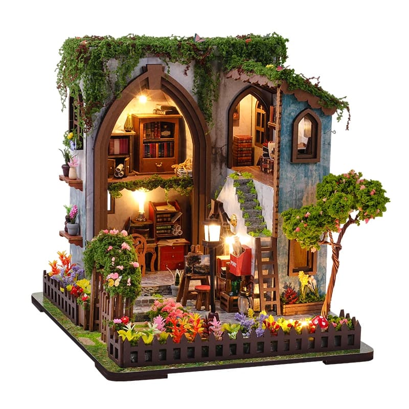 Kits de modèles miniatures de pavillon de jardin en bois à faire soi-même avec meubles, maison de po