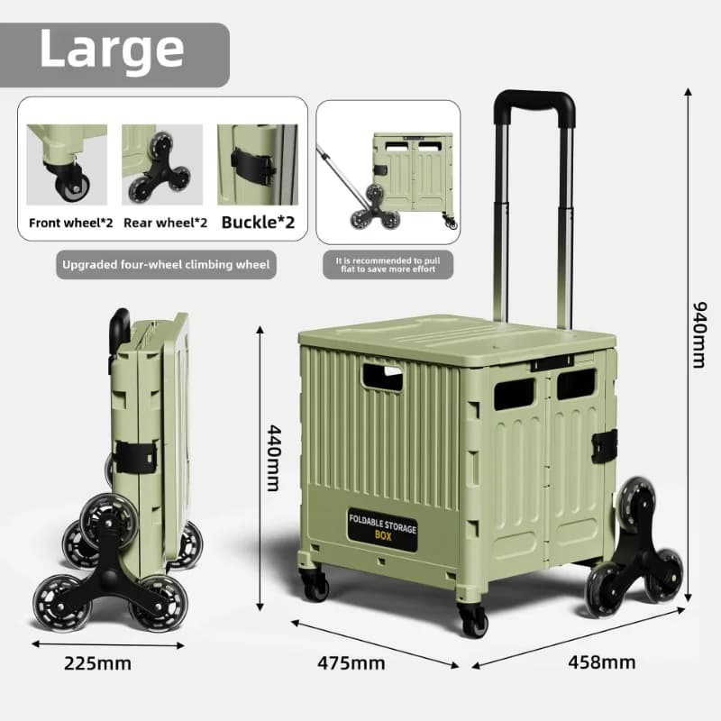 Chariot utilitaire pliable tout usage, transporteur d'épicerie robuste avec grand panier pour faire