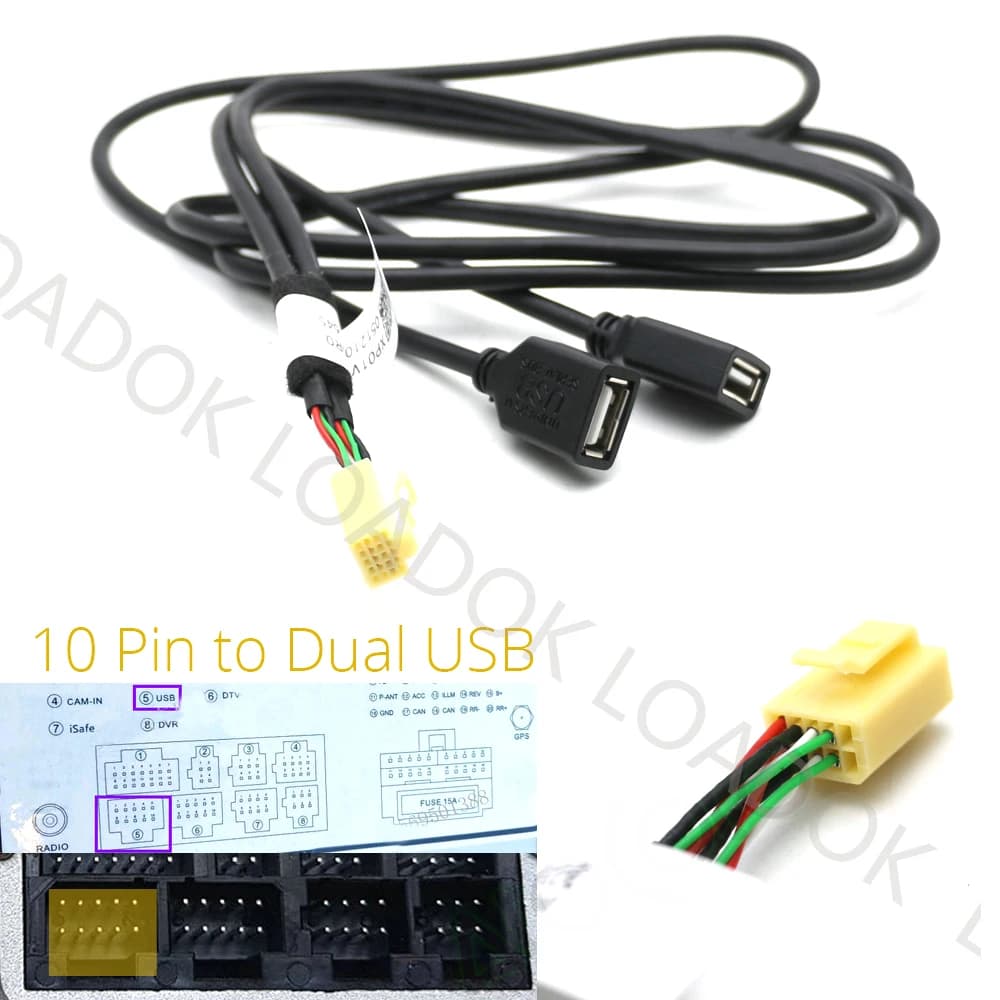 6 8 10 Pin Voiture Android Radio USB Connecteur touristes USB Câble Adaptateur pour D-NOBLE Android
