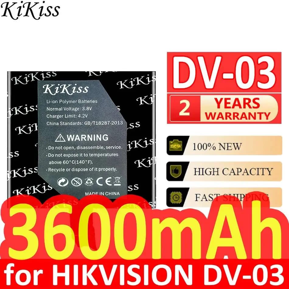 Batterie de caméra embarquée haute compatibilité pour Hikvision DV-03 3600mAh