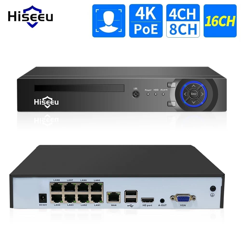 Hiseeu-Caméra de surveillance de sécurité IP, enregistreur vidéo, poignées qualifiée ales, système d