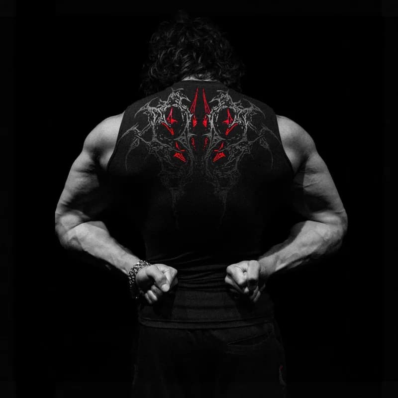 T-shirt de Style américain pour hommes, marque tendance, Style foncé, gilet de sport, Fitness, haut