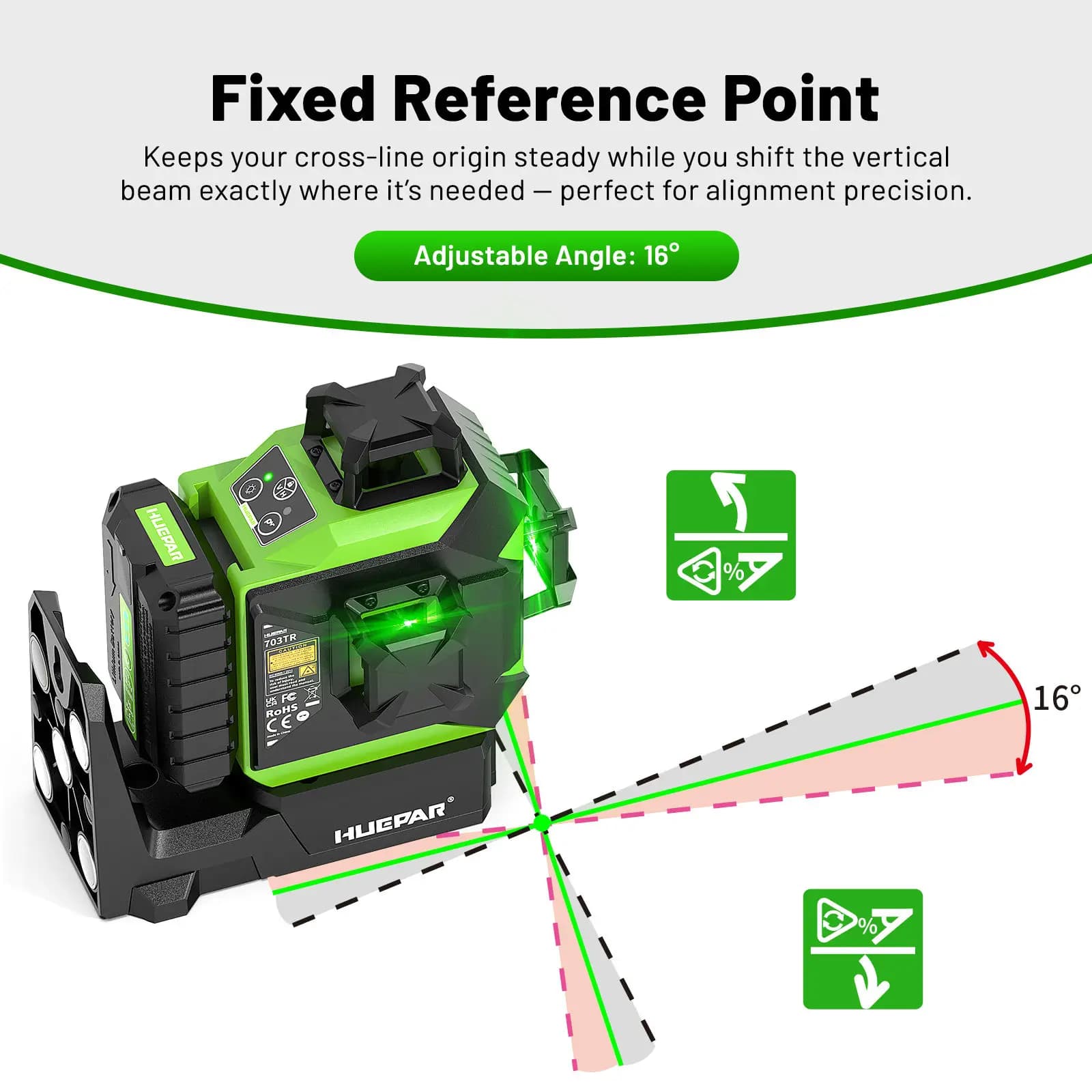 Niveau laser Huepar 703TR 3D 12 lignes auto-nivelant pour la construction en extérieur avec point de