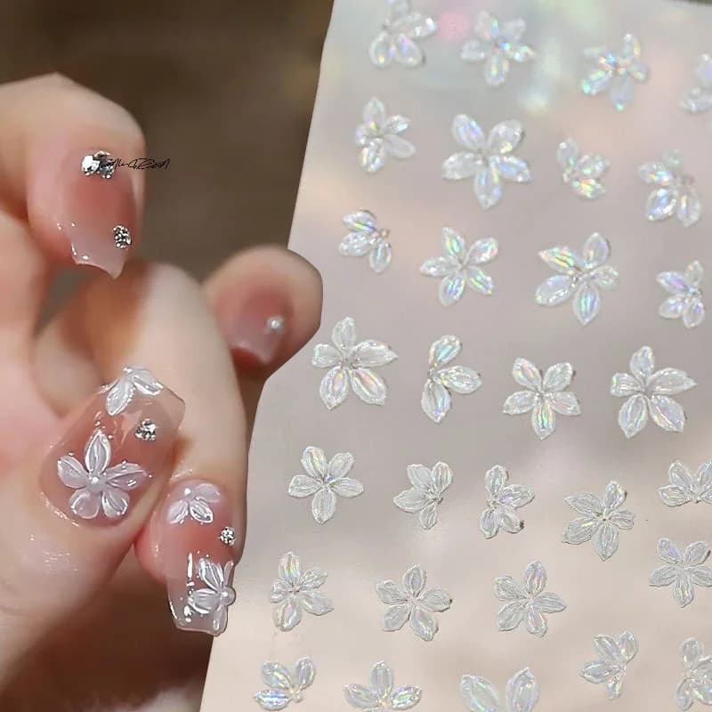 Autocollant pour ongles en forme de fleur à 5 pétales, Mini décalcomanie fraîche de petite couleur,