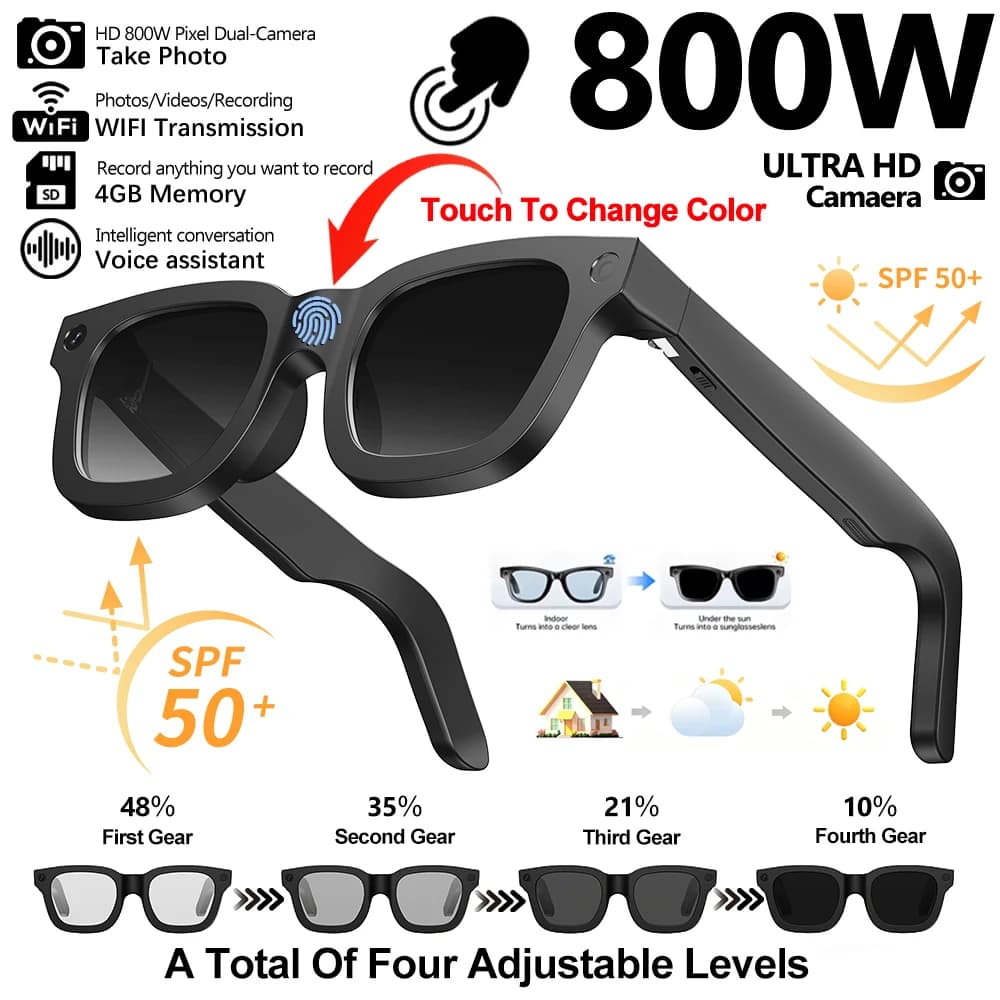 2026 lunettes intelligentes HD Photo vidéo OpenAI enregistrement traduction tactile lentilles photoc