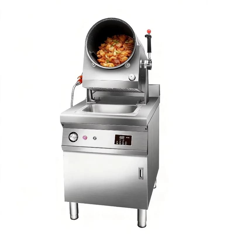 Robot de cuisson automatique pour sautés, réduit la charge du chef, rotation automatique avec prérég
