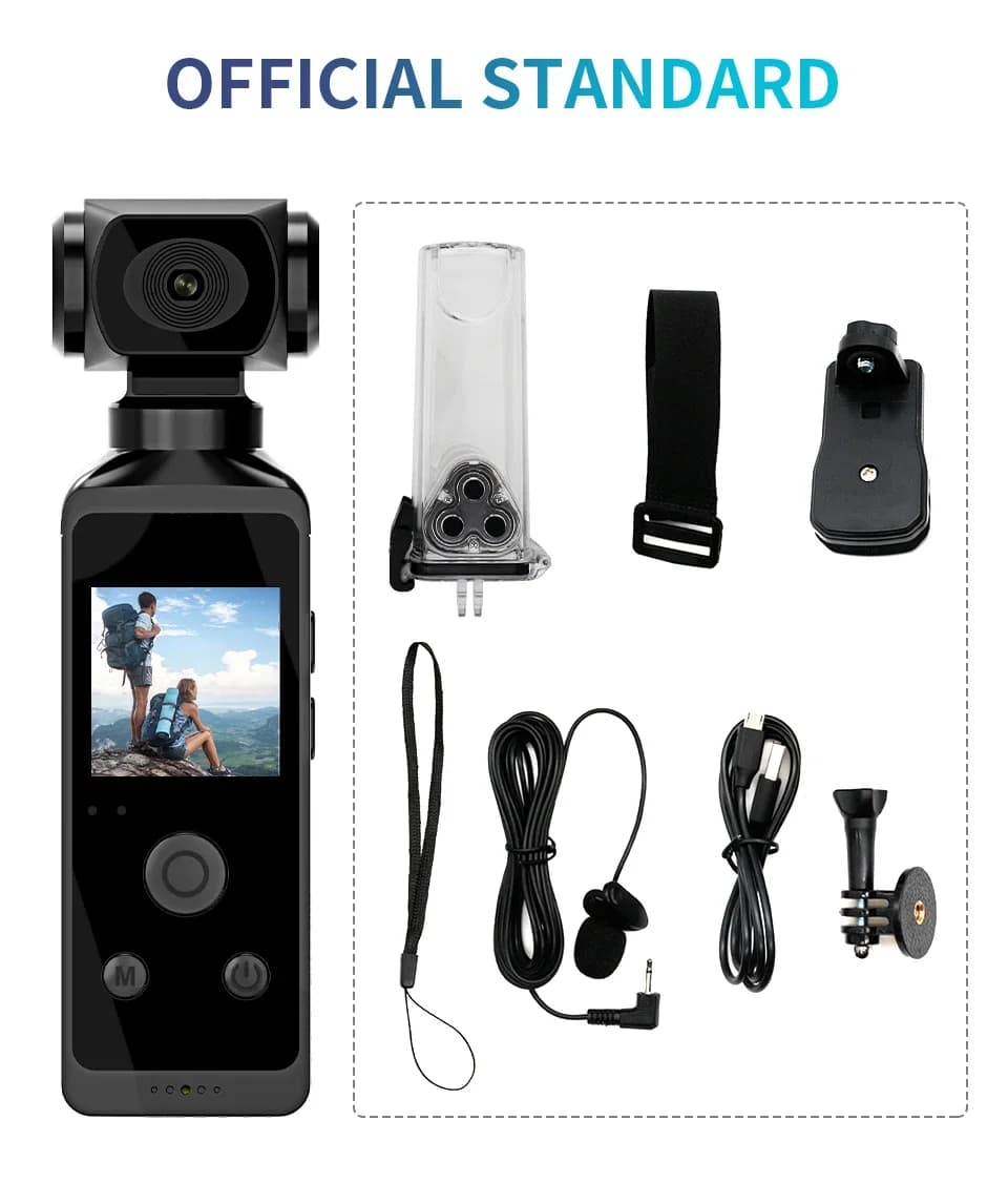 Mini caméra d'action de poche Ultra HD 4K, vlog rotatif à 270 °, WiFi, caméra de sport, étui étanche