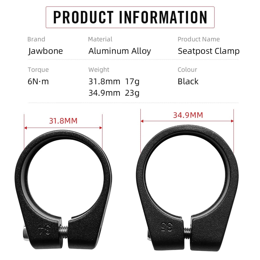 JawboneBicycle tige de selle pince CNC alliage léger selle tige de selle pour 25.4 27.2 30.9 31.6mm