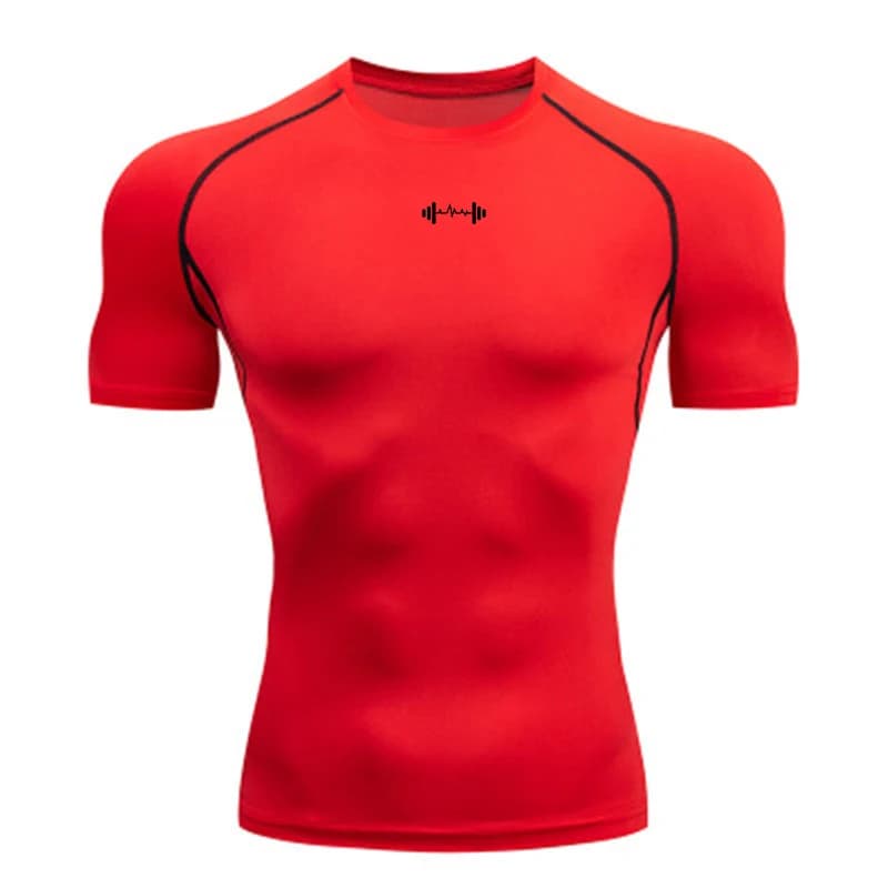 T-shirt de compression pour homme à manches courtes, absorbant, pour le sport, la gym, le fitness, l