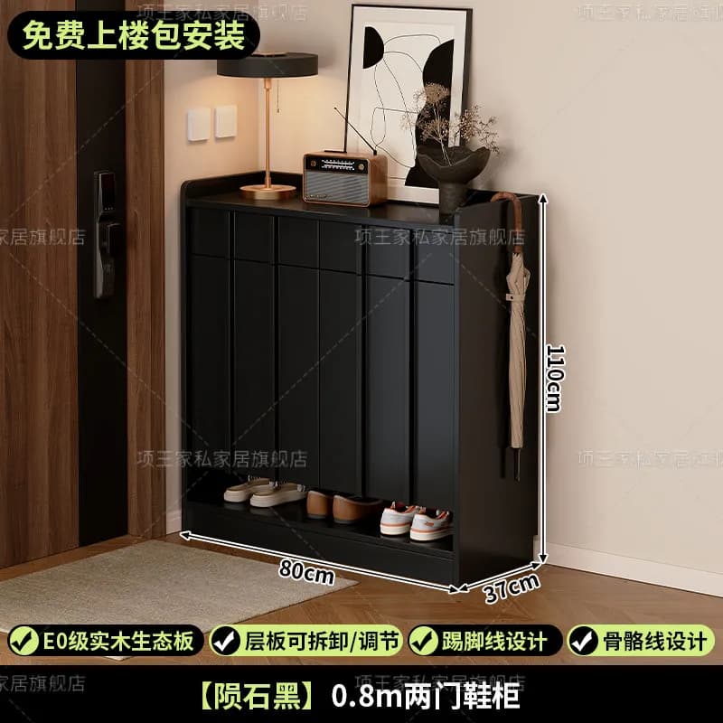 Meuble de rangement pour chaussures de salon, armoire à chaussures moderne en bois pour entrée, noir
