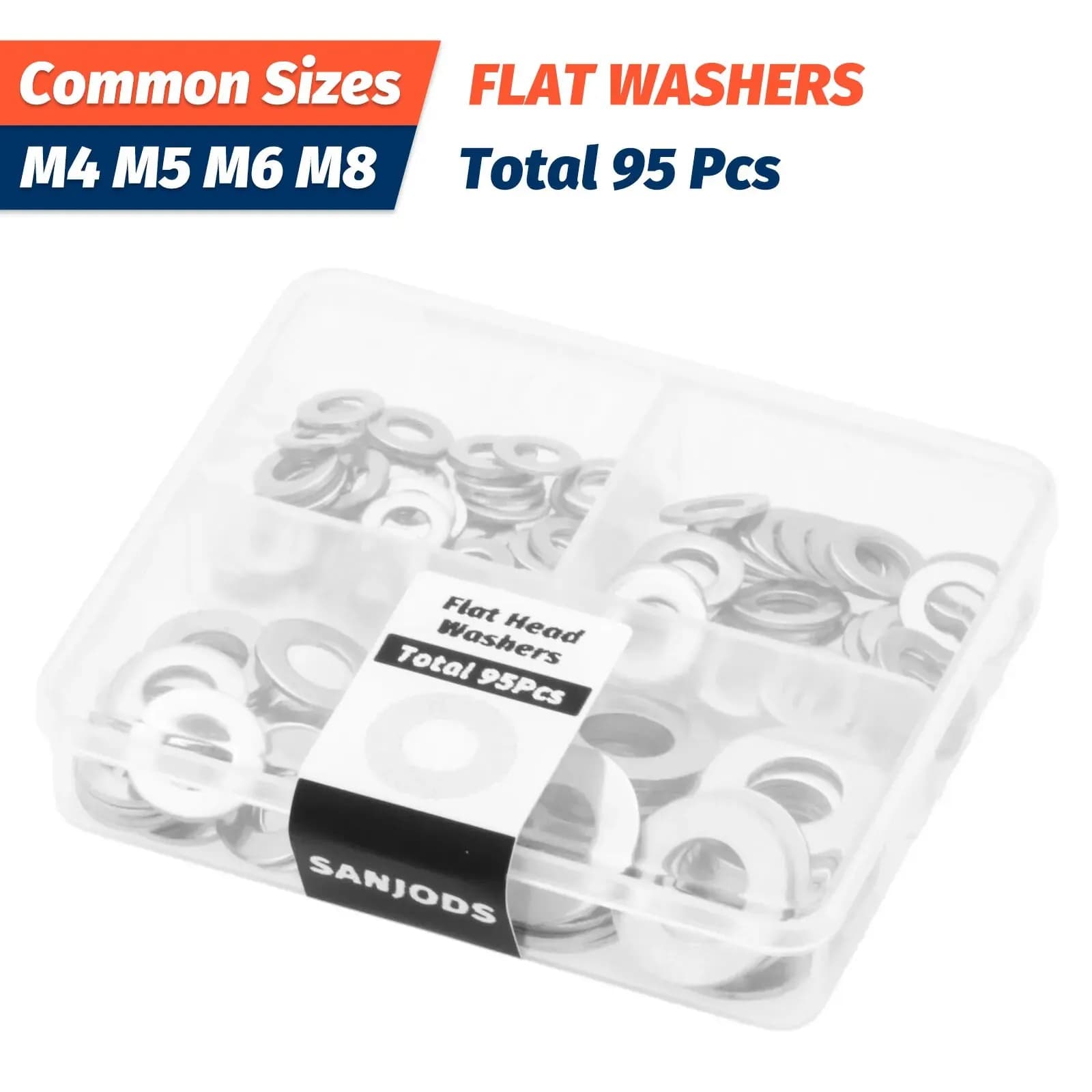 Kit d'assortiment de serrures et de rondelles plates en acier inoxydable, 260 pièces/95 pièces, M3 M
