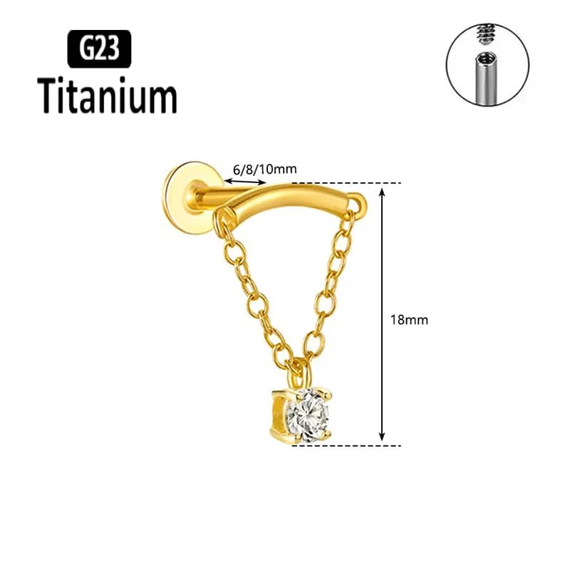 G23 titane caché chaîne incurvée Marquise CZ drapé filetage interne Cartilage Helix goujons boucles