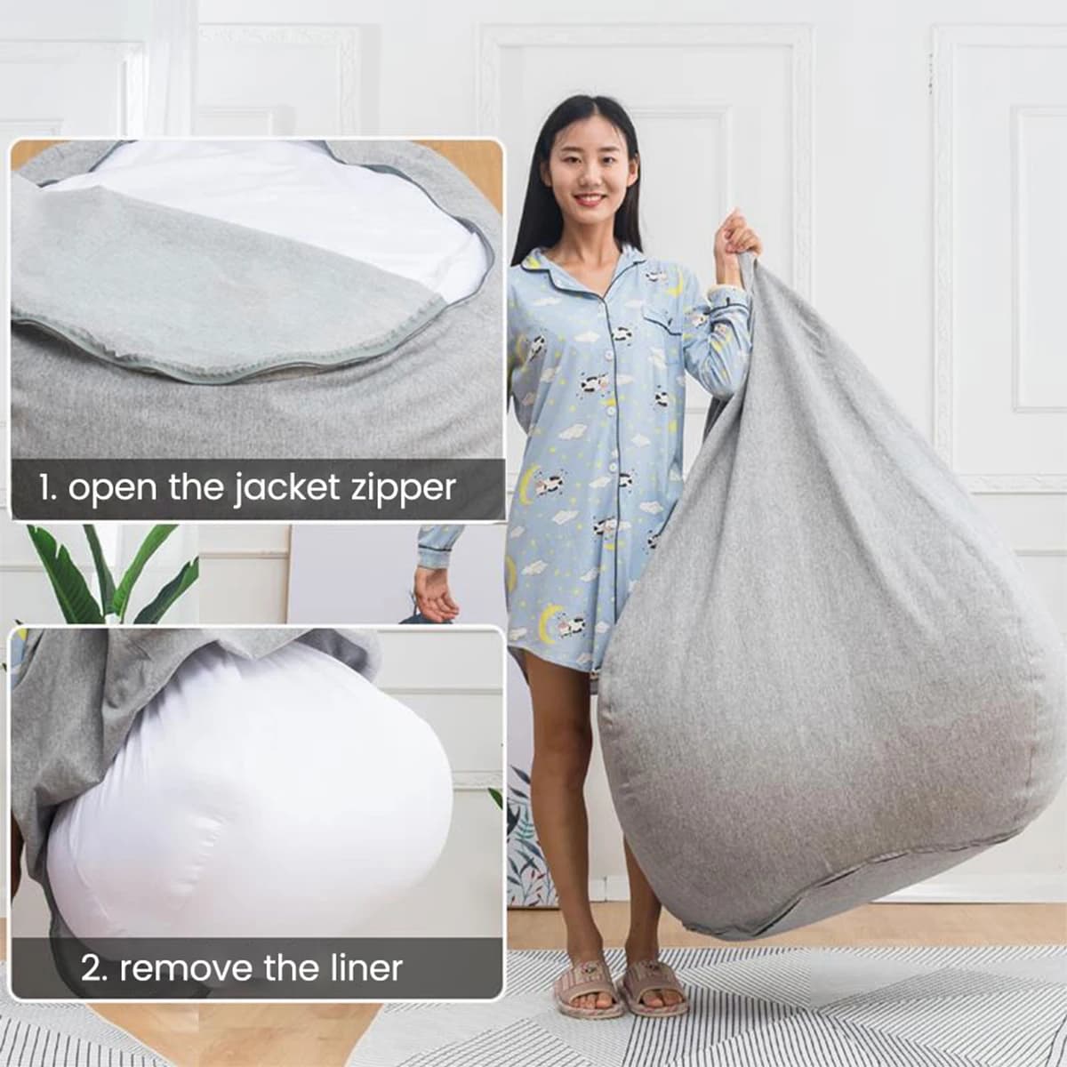 Canapé de remplacement intérieur sans remplissage, doublure intérieure amovible et lavable pour sac