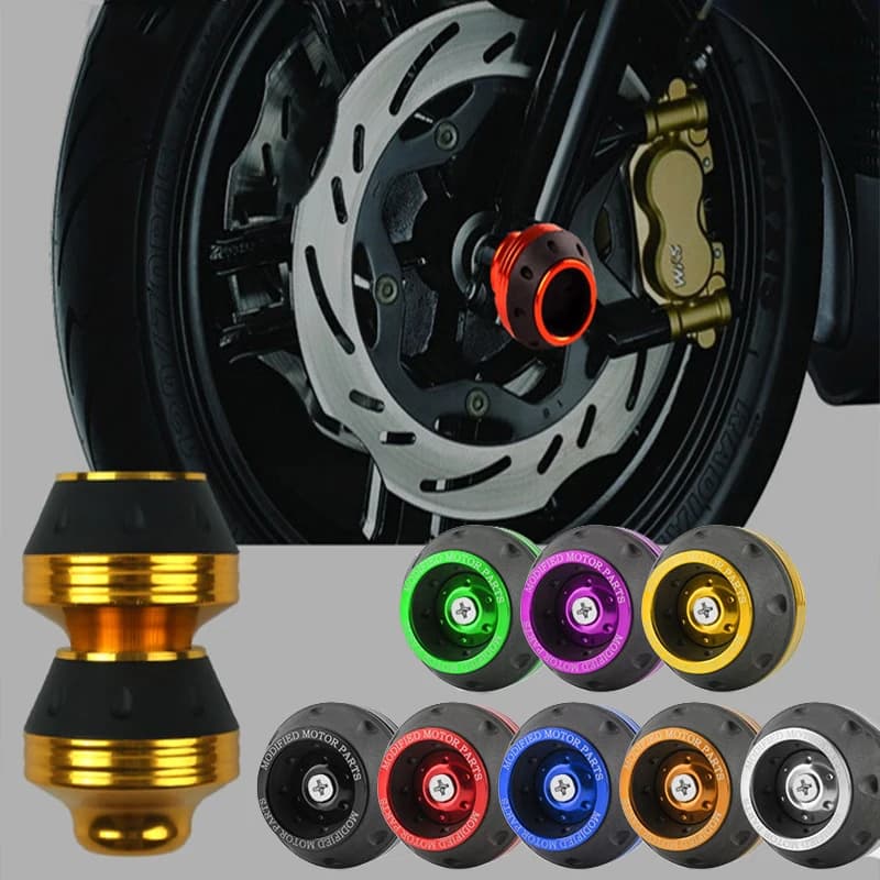 Protecteur de crash de moto coloré, cadre de fourche avant de roue, tampons de protection d'essieu,