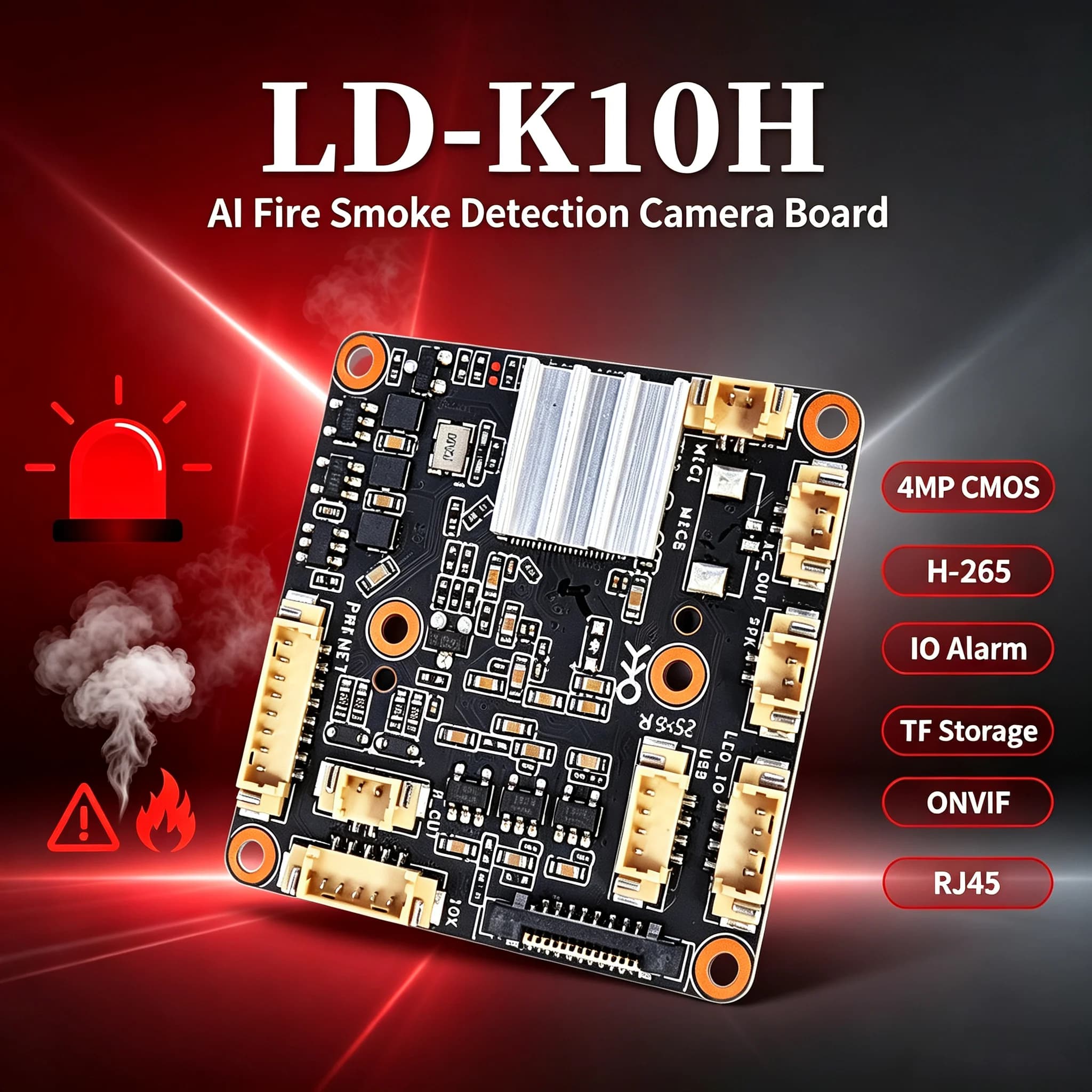 Module de caméra IP de détection de fumée et d'incendie 4MP SSC37X CMOS, carte PCB CCTV avec identif