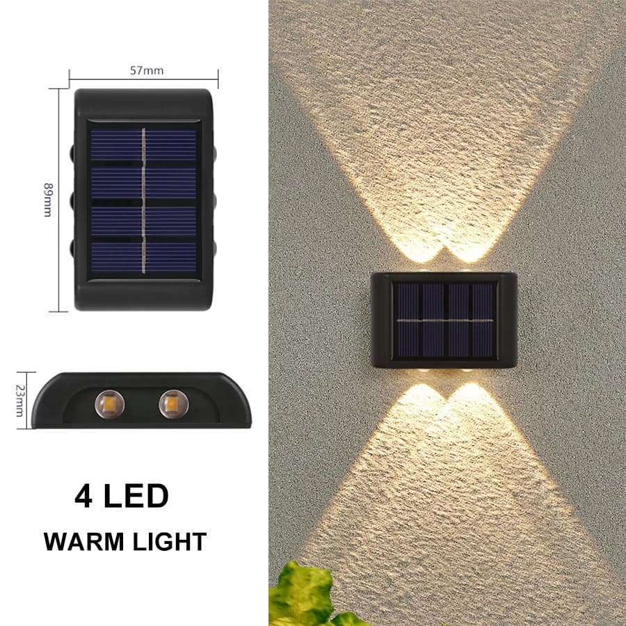 Applique murale solaire à Double tête, haute luminosité, étanche, pour l'extérieur, clôture de jardi