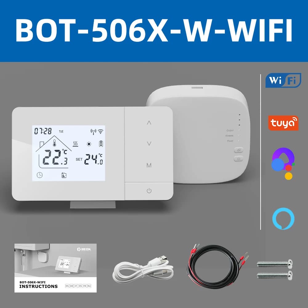 Thermostat WiFi sans fil pour chaudière à gaz pour chauffage au sol, contrôleur de température intel