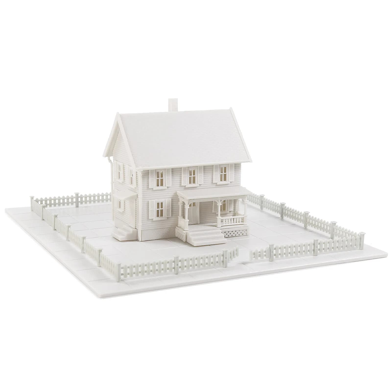 Evemodel N Scale 1:160 Kit de base de clôture de maison miniature à deux étages avec porche, non ass