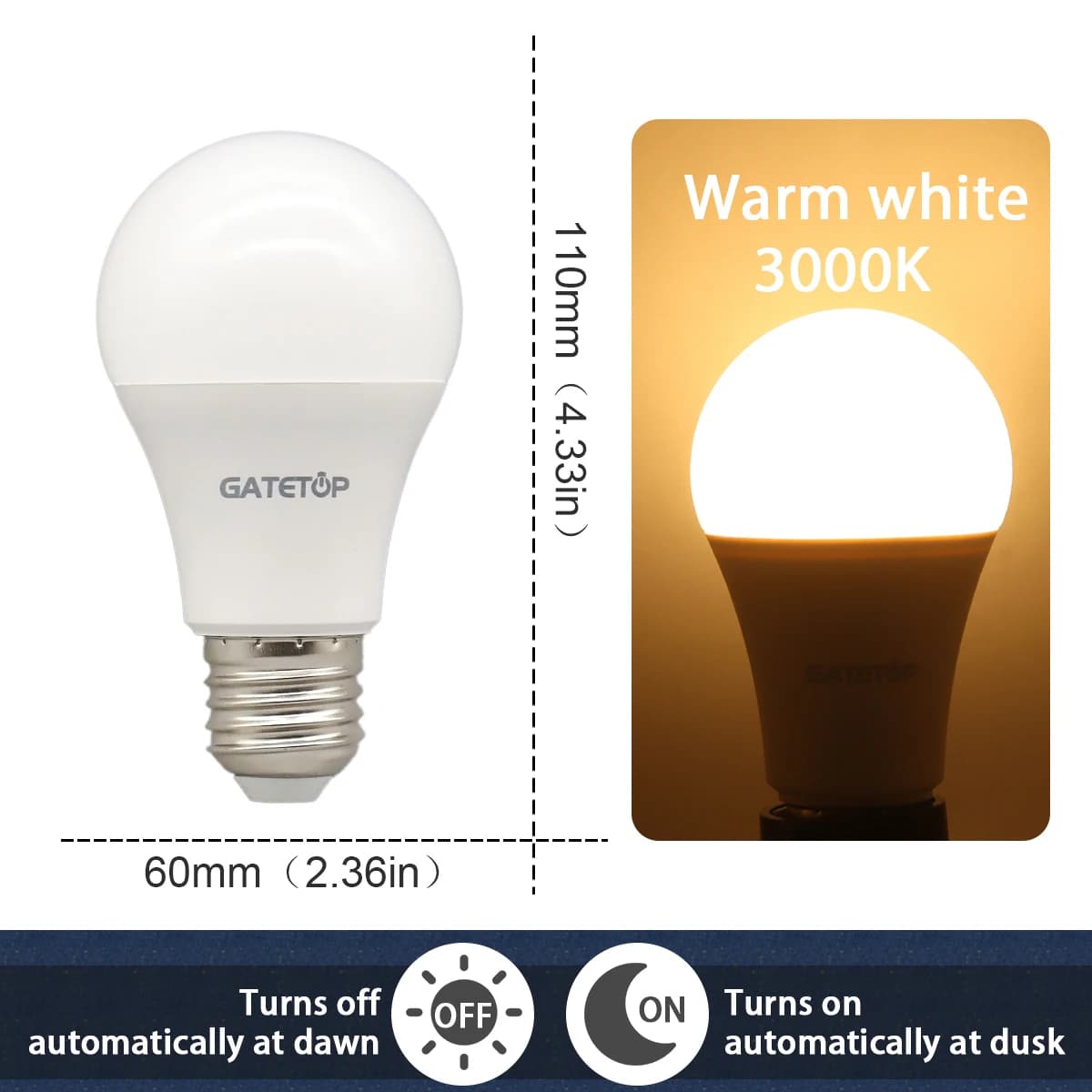 Ampoule Led avec capteur de lumière, 1 pièce, AC 220V 110V 10W E27 B22, ampoule du crépuscule à l'au