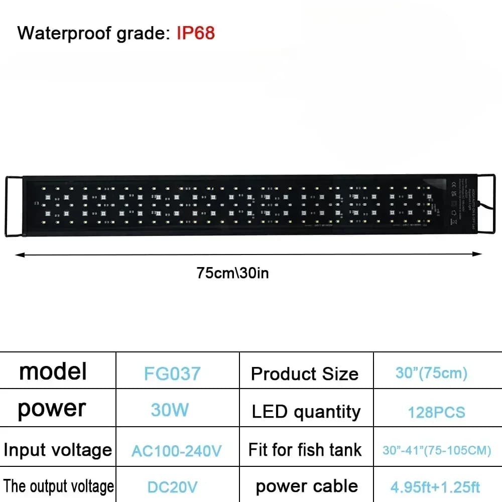Lampe LED 24/7 pour aquarium avec variateur 75-90cm, étanche IP68, éclairage pour eau douce