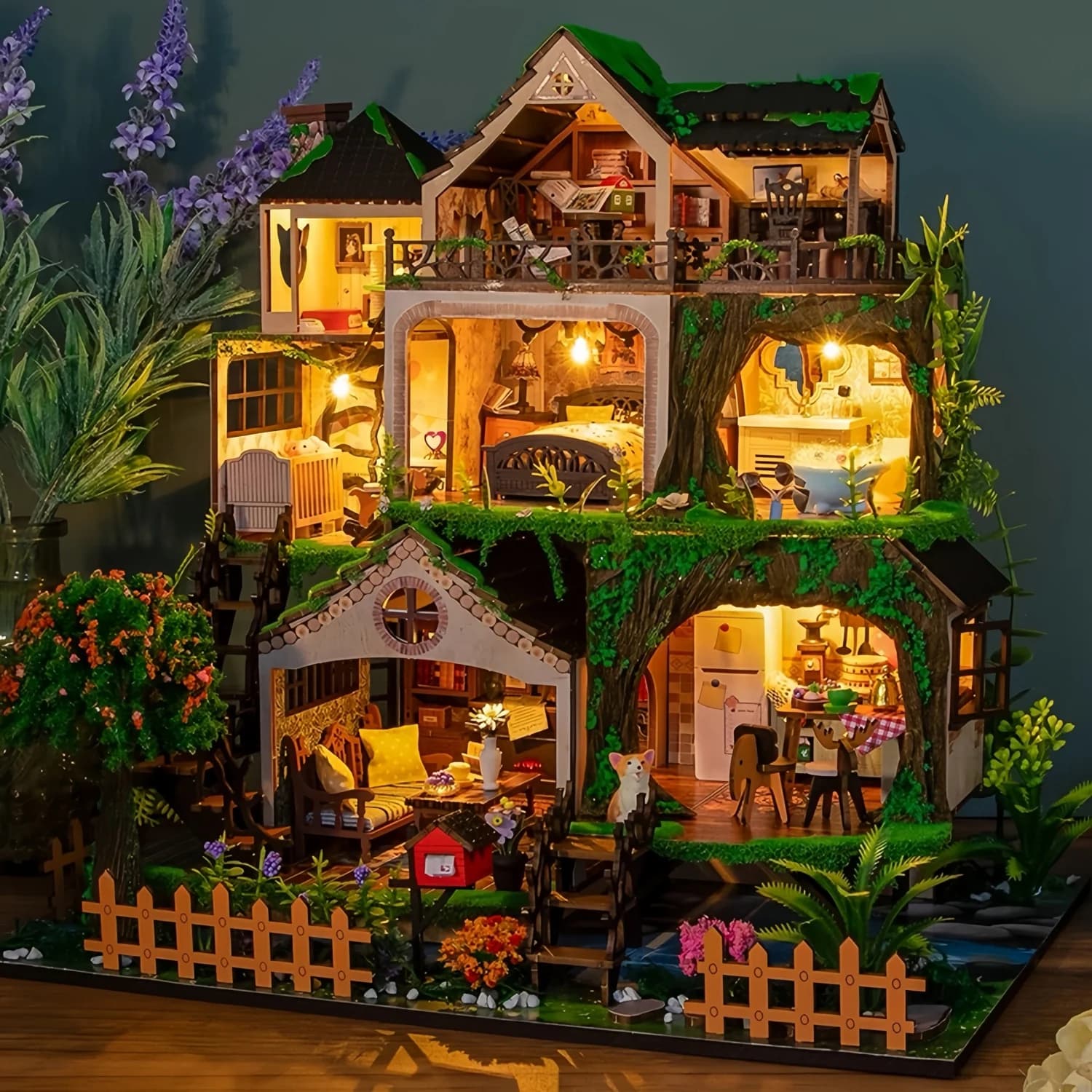 Bricolage en bois Miniature modèle Kit conte de fées forêt Casa maisons de poupée 3D Puzzle maison d