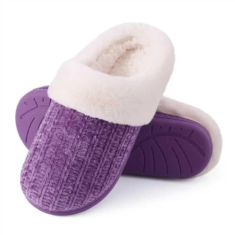 Litfun Fuzzy maison confortable pantoufles pour femme hiver intérieur chaud antidérapant toboggans d