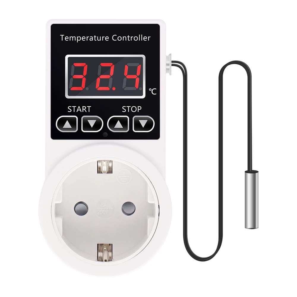Prise de Thermostat ue, contrôleur de température numérique, prise de courant avec sonde de capteur-