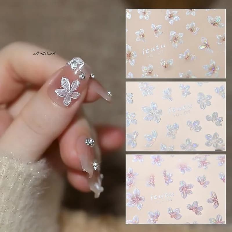 Autocollant pour ongles en forme de fleur à 5 pétales, Mini décalcomanie fraîche de petite couleur,